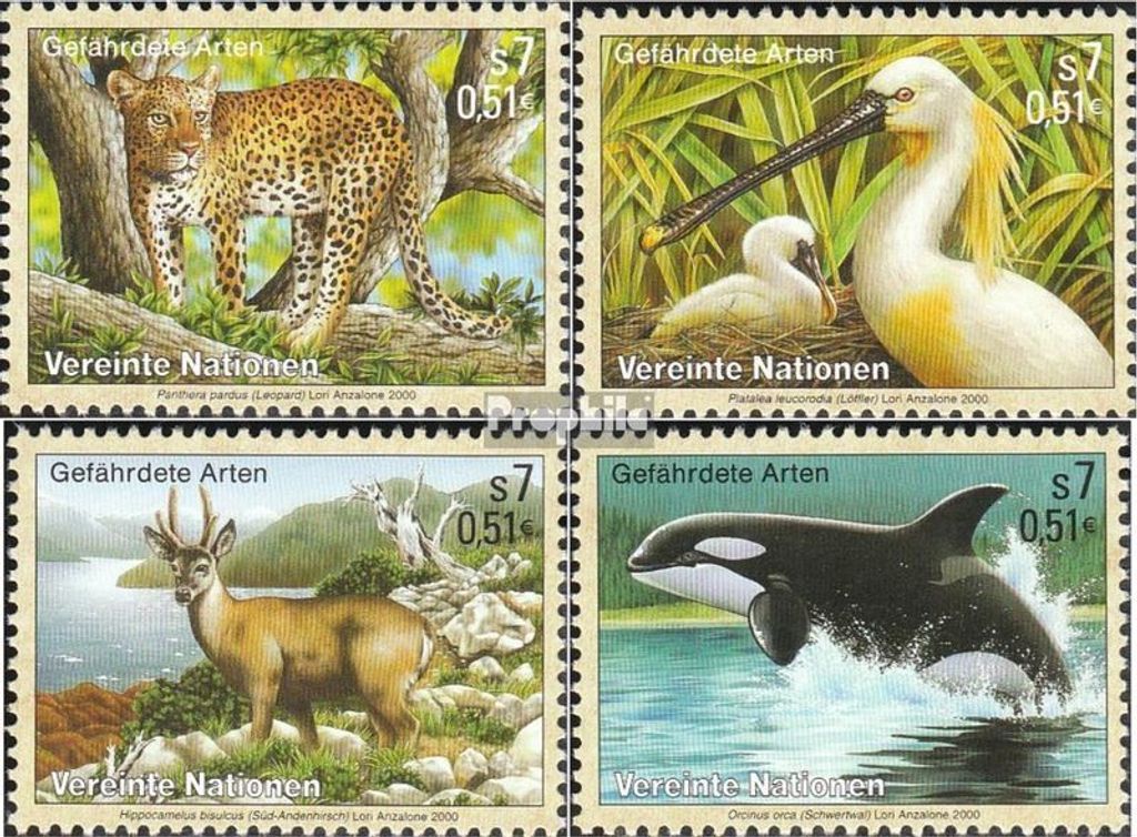 Briefmarken UNO - Wien 2000 Mi 303-306 (kompl.Ausg.) postfrisch Gefährdete Tiere