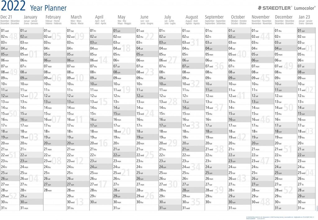 STAEDTLER Jahresplaner Lumocolor year planner 2026 A1 Immagine del prodotto 