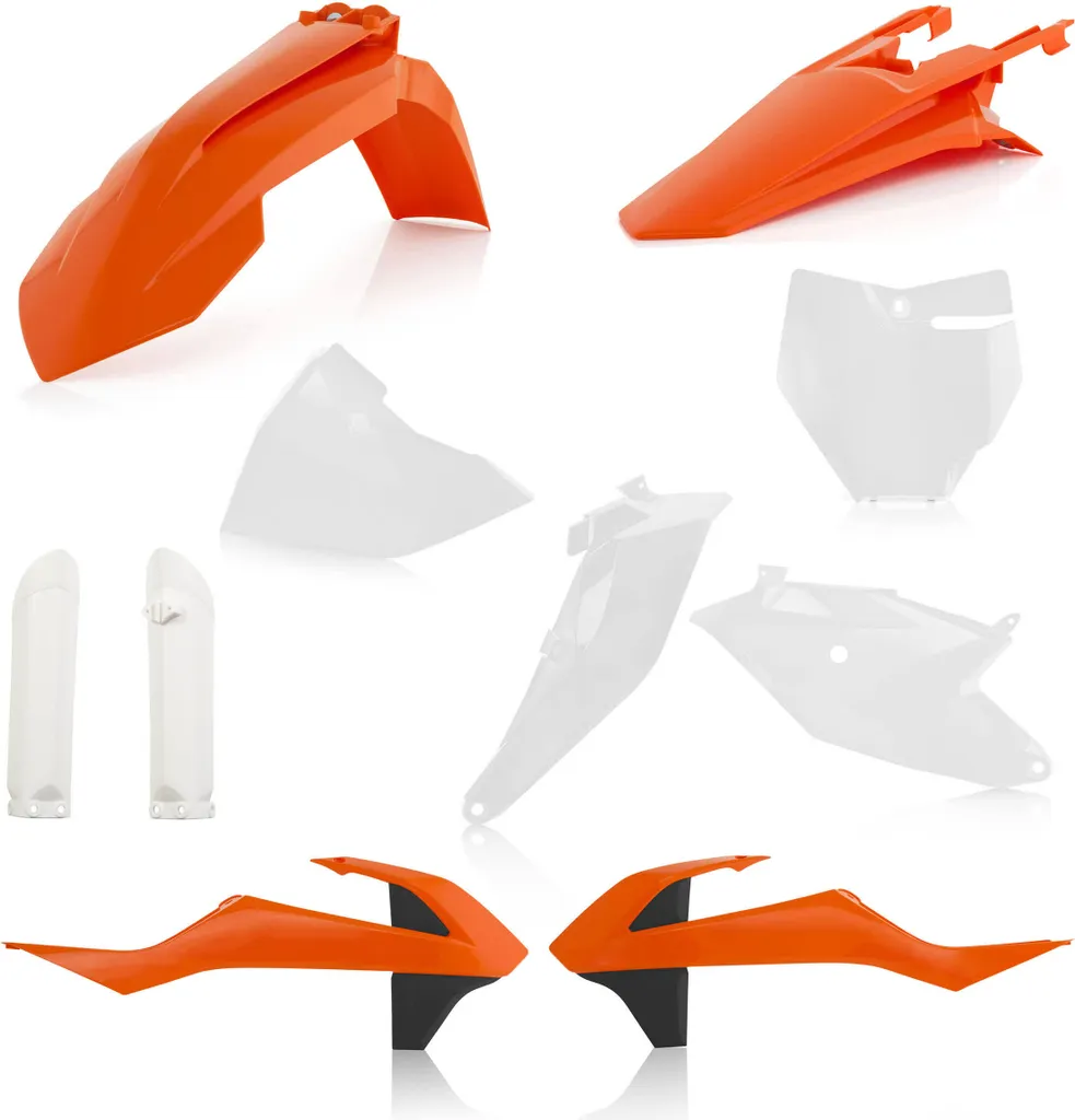 Habillage moto ACERBIS kit 10 pièces orange blanc pour rénovation MX