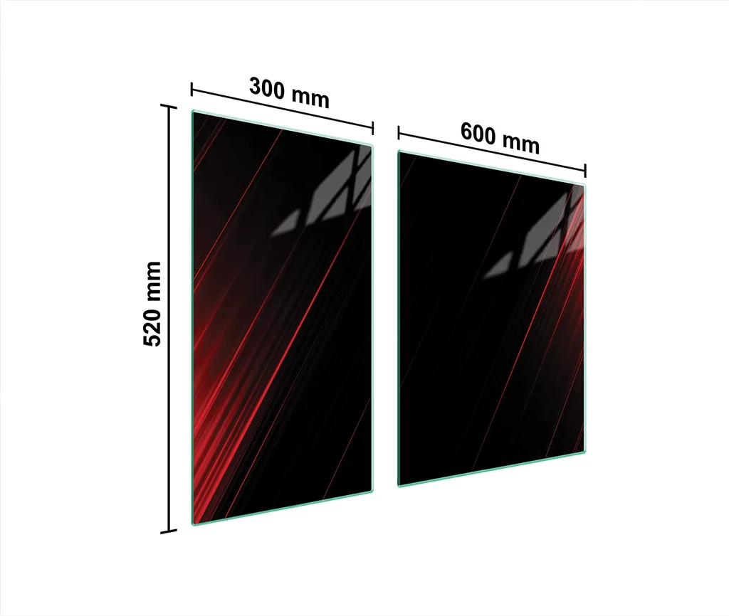 Copri Piano Cottura Vetroceramica 90x52 cm | 2 Lastre Vetro Nero Rosso - 1