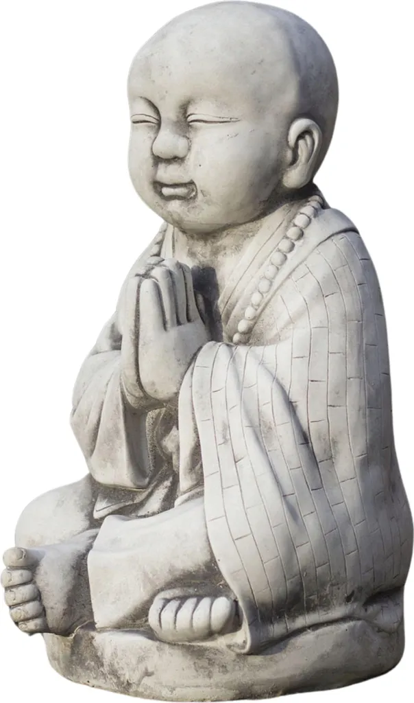 Sculpture de jardin Bouddha figure en béton gris haute qualité 60cm