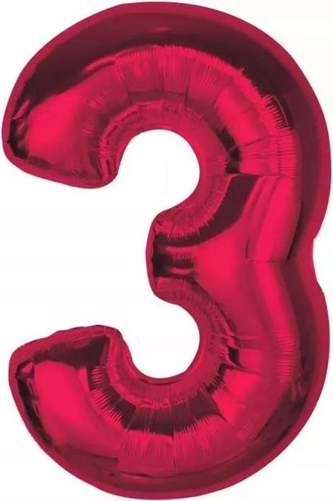#BFC39 Smart Folienballon, Nummer 3, Rot, 92