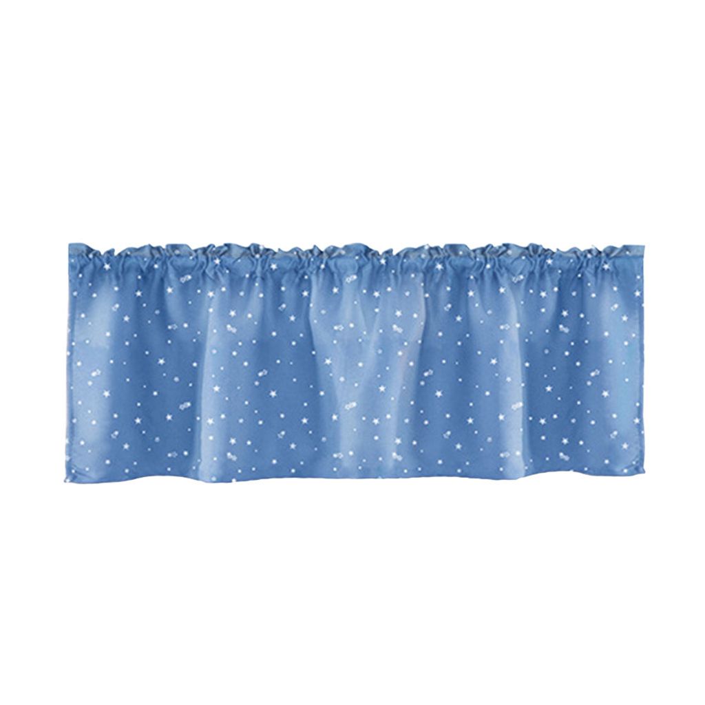 Sterne drucken Feste Farbe Küche Kurzvorhangfenster Valance Drape Home Decor-Blau ,Größen:L