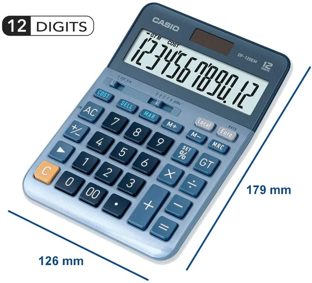 Calculatrice Professionnelle Casio DF-120EM Bleue pour Comptabilité - 7