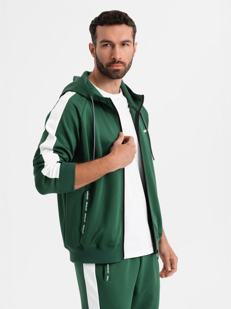 Ombre Kapuzenpullover mit Reißverschluss & Jogger-Hose dunkelgrün M