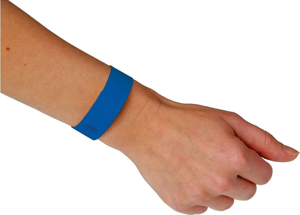 Bracelet d'identification bleu indéchirable et imperméable x100