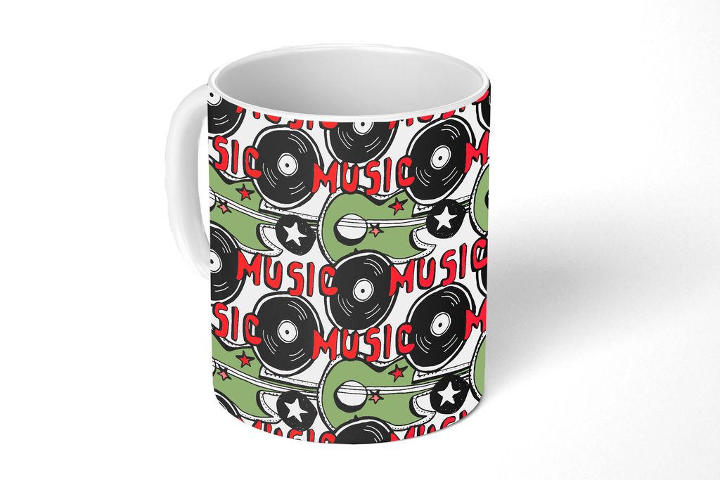 KitchenYeah Tasse Kaffeetasse Kaffeebecher 350 ml Muster - Musik - Vinyl Teetasse - Fototasse - Becher - Keramikbecher - Teebecher - Kaffeetasse ...