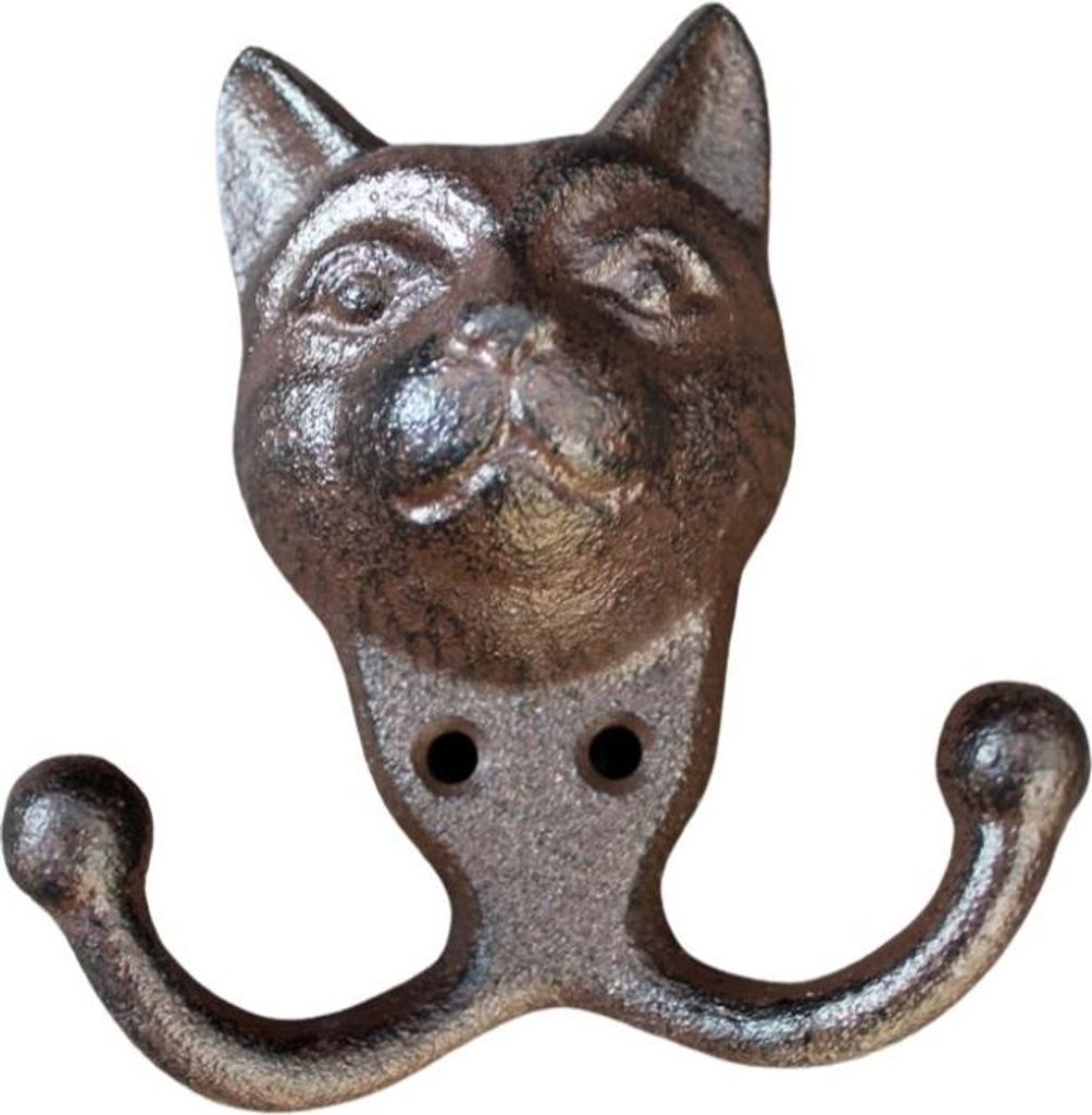 Wandhaken Doppelhaken Kater Gusseisen H11cm antikbraun
