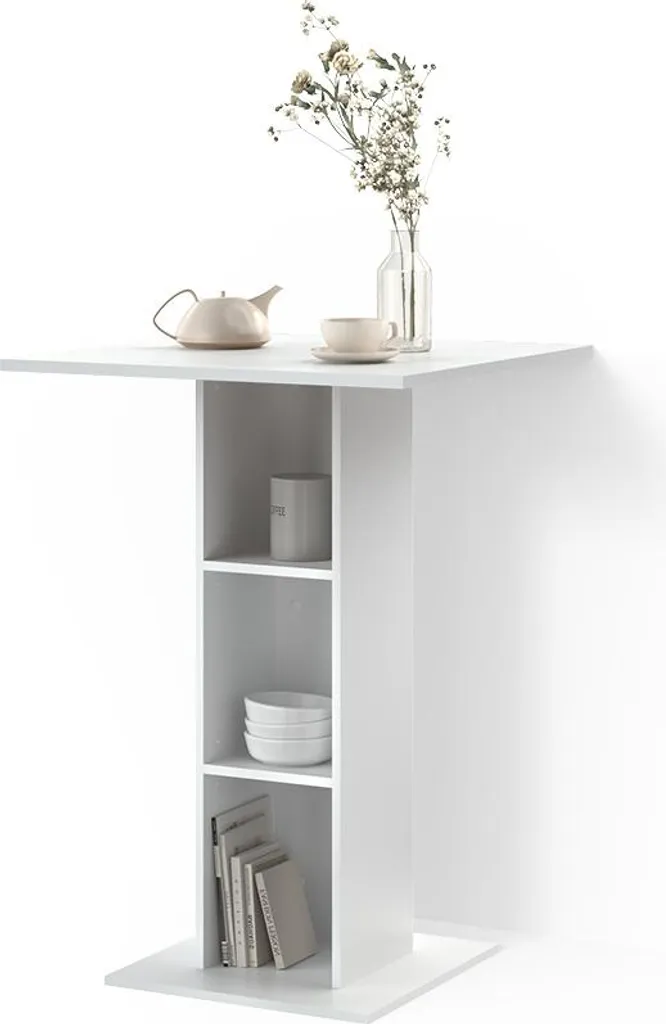Table Haute Mange-Debout Carré Blanc Livinity Regusa 75cm Design Moderne