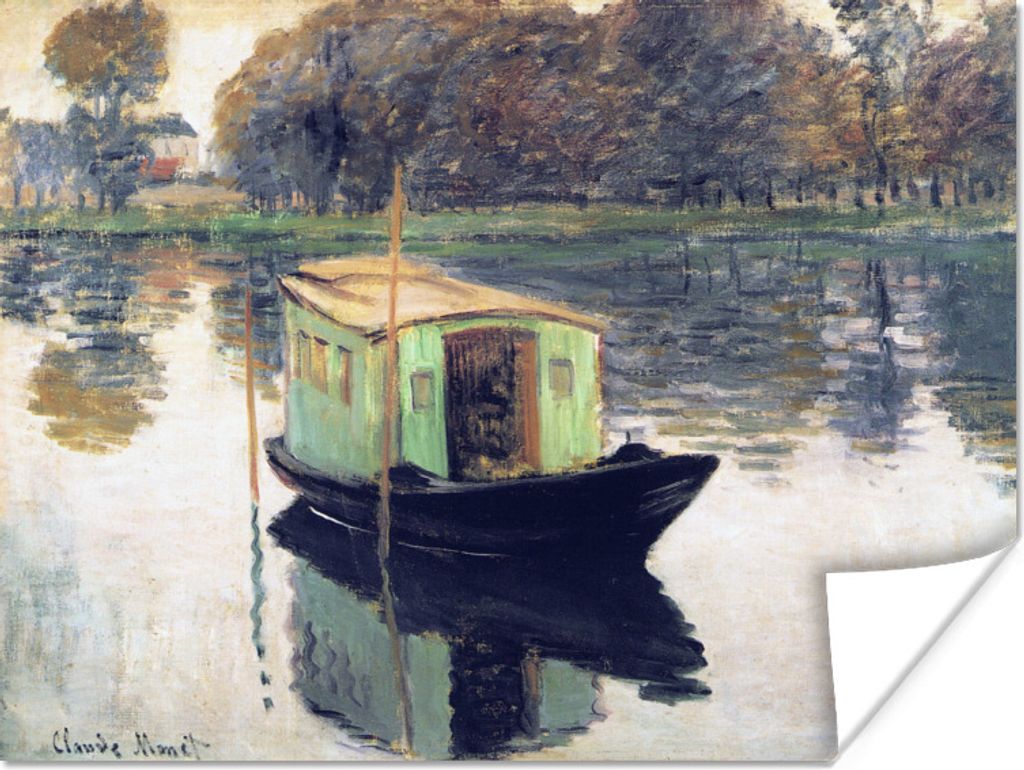 MuchoWow Poster Das Atelierboot - Gemälde von Claude Monet 120x90 cm - Wandbild