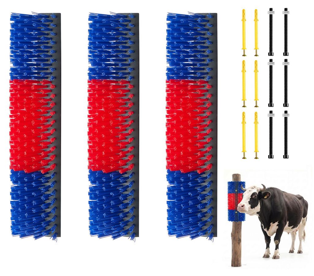 SucceBuy Kratzbürste 43x19 cm, Viehbürste 3er-Set mit 12 Produktbild 