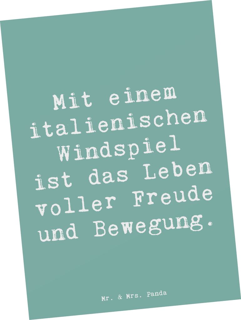 Mr. & Mrs. Panda Postkarte Spruch Italienisches Windspiel Glück - Meeresbrise - Geschenk, Hunderassen Pflege, Hunderasse, Eigenschaften, Abenteuer...
