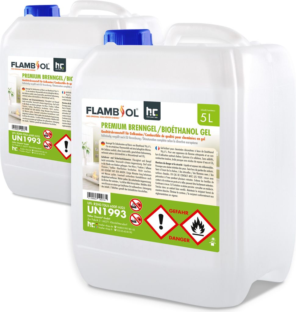 2x 5 L FLAMBIOL Premium Brenngel