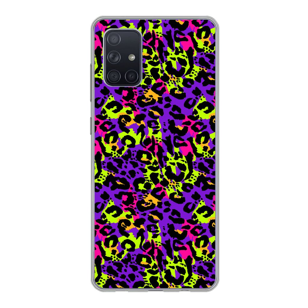 MuchoWow Handyhülle Schutzhülle Hülle für Samsung Galaxy A51 5G Tiermuster - Regenbogen - Neon Silikon Softcase Handy Hülle - Abbildung