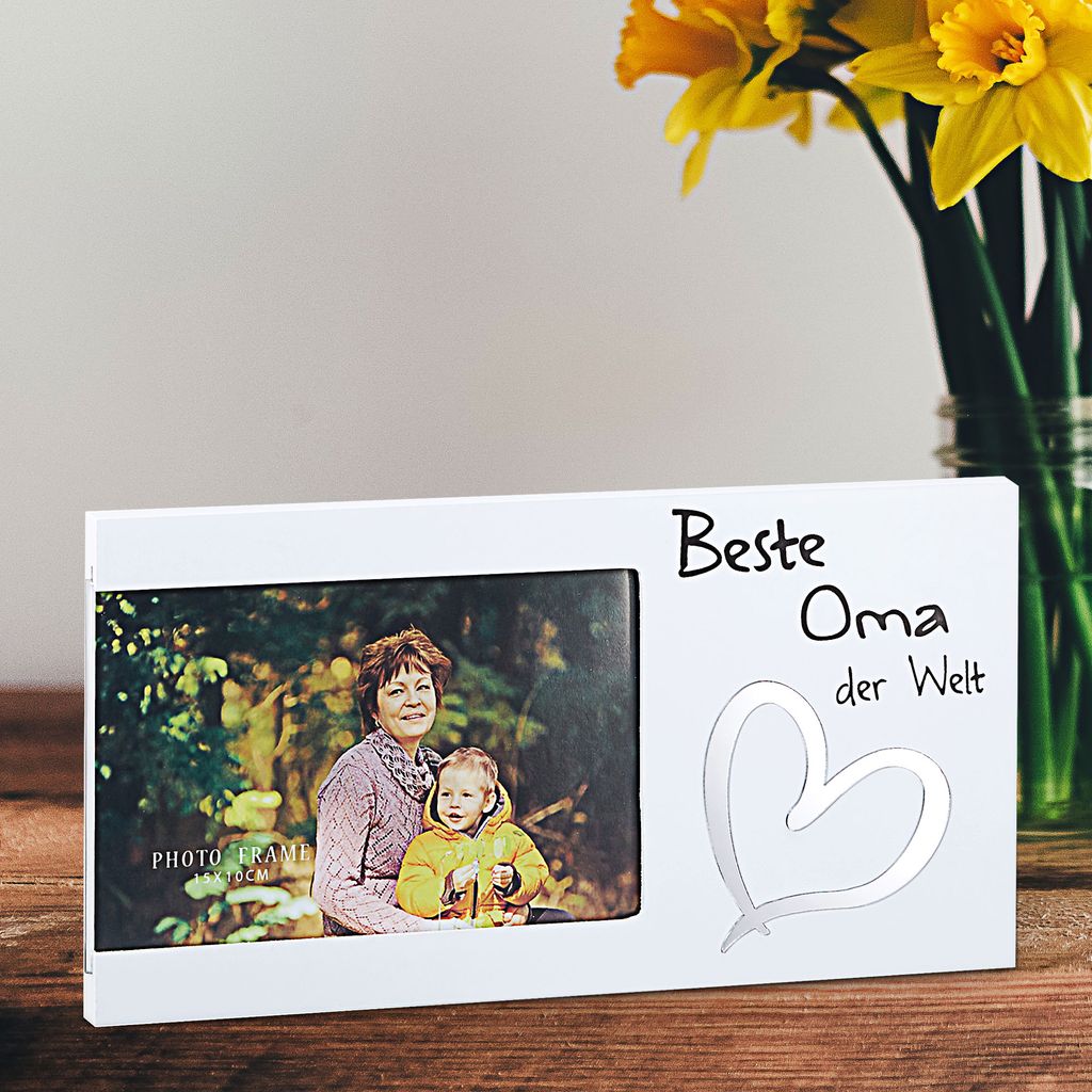 Bilderrahmen "Beste Oma der Welt" für Foto 10 x 15 cm weiß