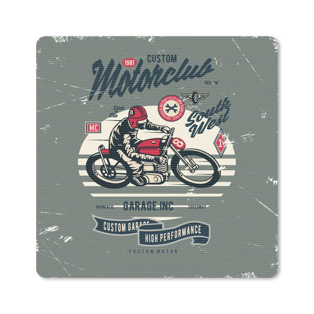 MuchoWow Mauspad Mousepad Motorrad - Helm - Vintage 30x30 cm - Mousepads - Maus Mat - Pad - Mausunterlage - Gaming