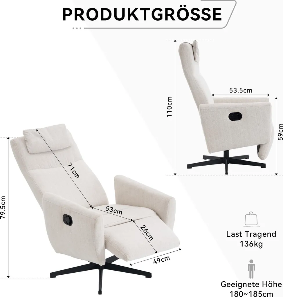 Fauteuil Relax Ergonomique Beige : Dites Adieu à la Fatigue du Dos - 3
