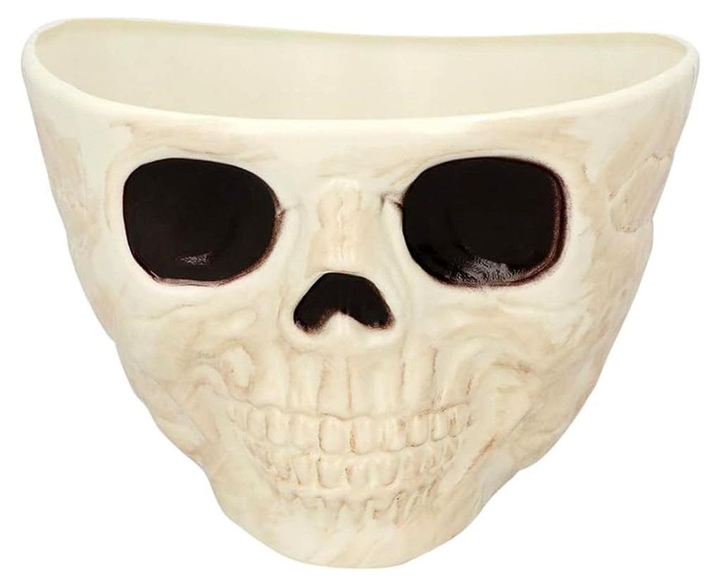 Schädel-Schüssel, Dekoration für Halloween und Karneval, Totenkopf-Schale für Süßigkeiten
