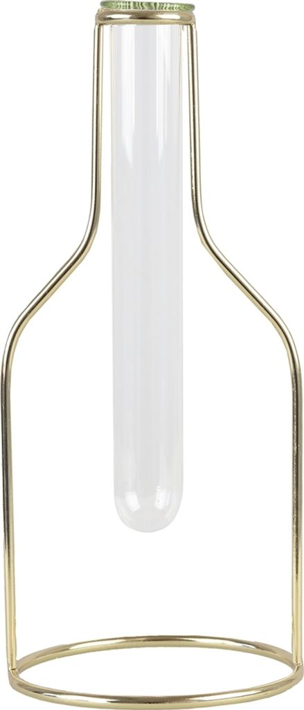 Design Vase - Reagenzglas mit goldenem Ständer Größe XL