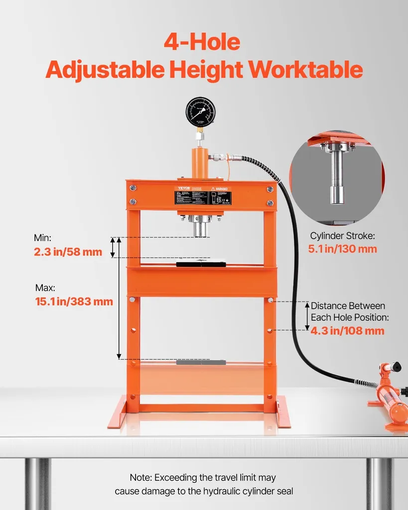 Presse hydraulique 10t avec plaque de pressage en acier robuste - 3