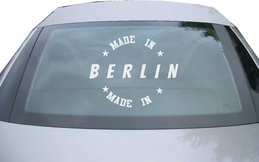 Indigos UG - Aufkleber Heckscheibe & Motorklappe DE7020 - silber - 600x490 mm - Berlin - Auto Scheiben Fenster Heckklappe Tuning Racing JDM - Die cut