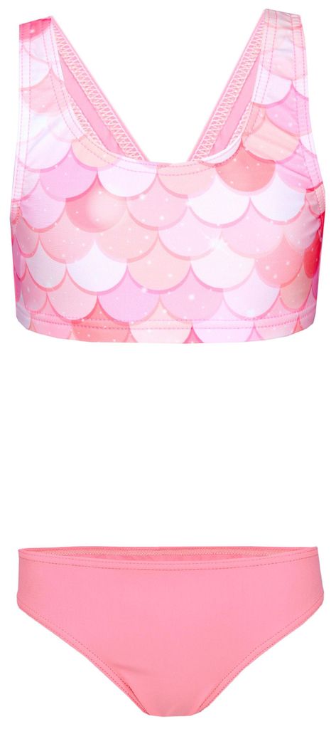 Aquarti Mädchen Sport Bikini Racerback Bustier & Bikinislip, Farbe: Meerjungfrau Rosa / Aprikose, Größe: 116