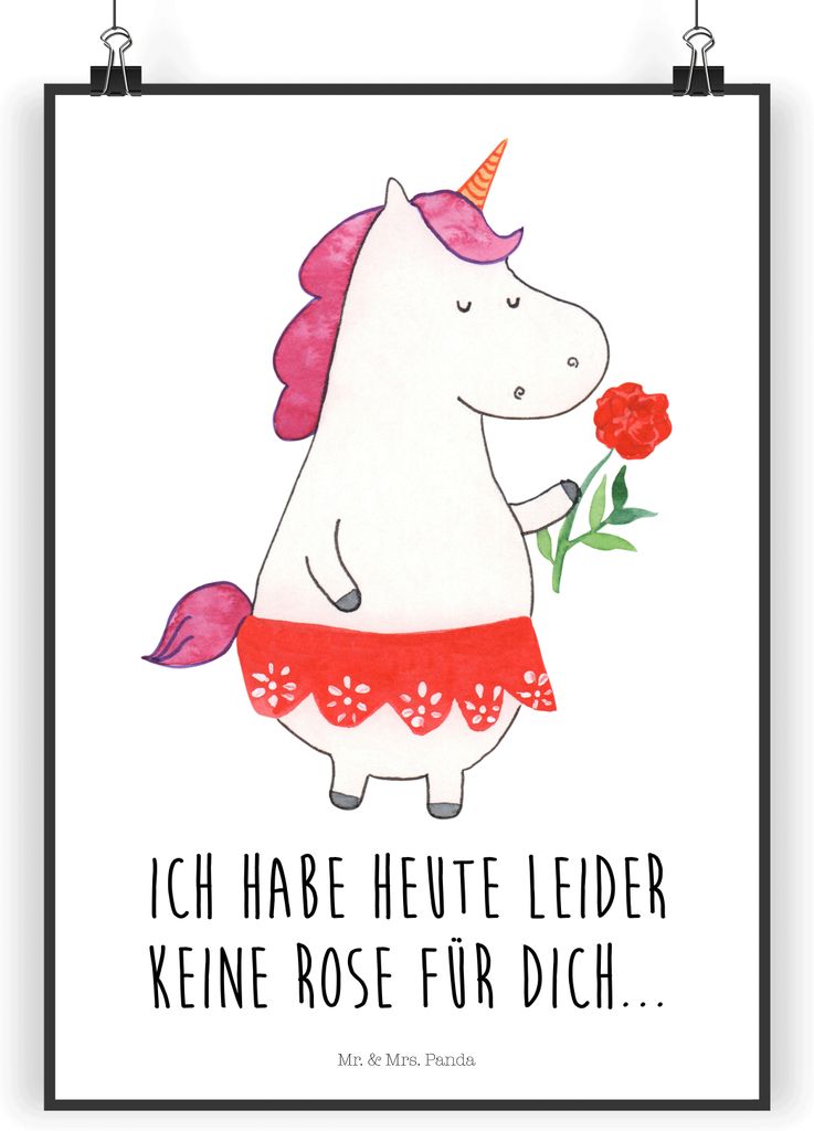 Mr. & Mrs. Panda Bild Einhorn Dame DIN A4 - Weiß - Geschenk, Bachelor, Deko, Unicorn, wanddeko, Wandbild, drucke, Einhörner, Kunstdruck, Frau, Fr...