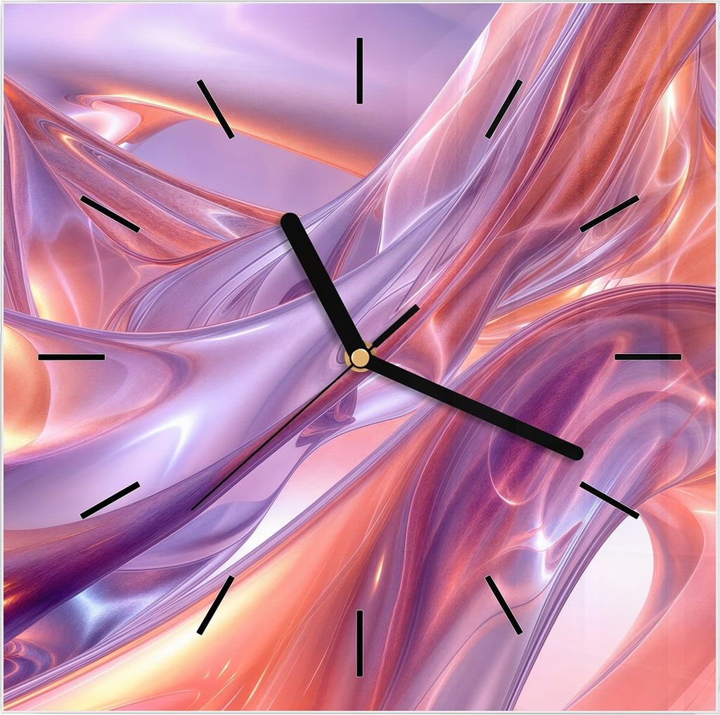 Wanduhr aus Glas mit Motiv Abstrakte Wellen- 30 x 30 cm - inkl. Aufhängesystem