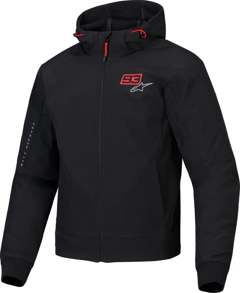 Blouson Moto Type Sweat Alpinestars MM93 Radium Tech Zippé Noir et Rouge