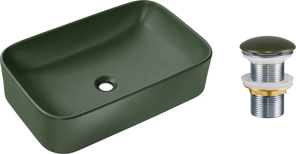 Comad Lavabo Rettangolare Verde Opaco 61x38x15 | Arredo Bagno Luxury