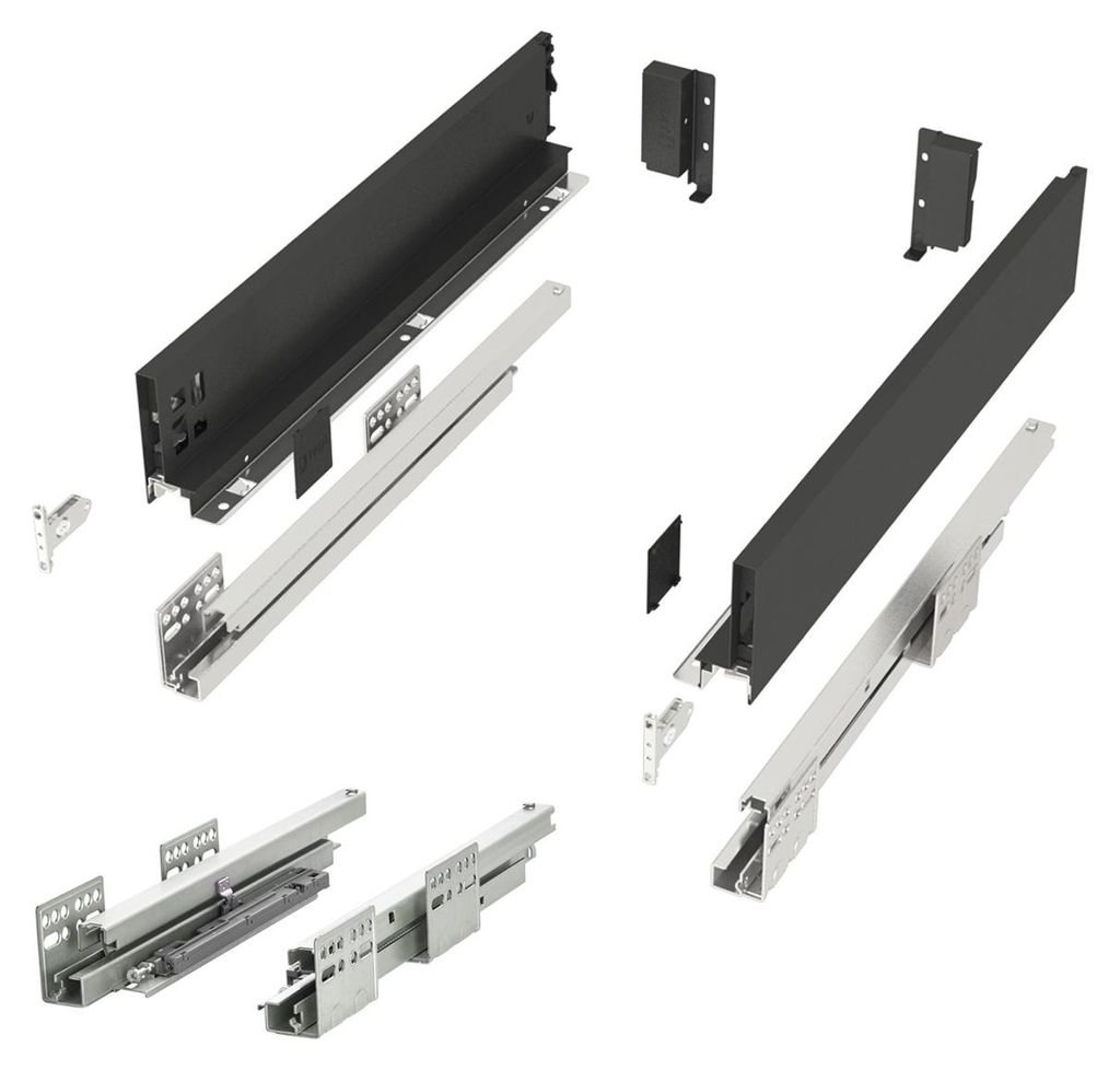 SOTECH Junker Slim Schubkastensystem mit Vollauszug – H 84 mm, 400 mm, anthrazit, SoftClose, Push-to-Open