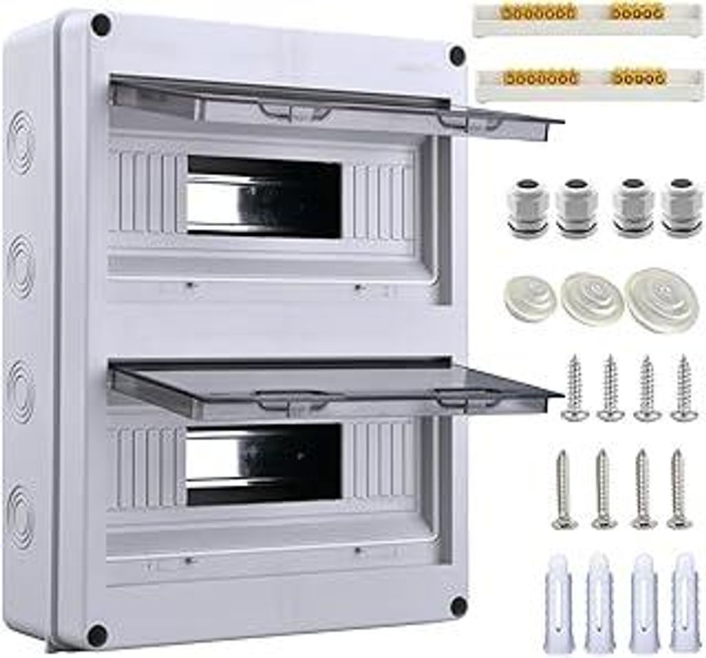 Sicherungskasten Aufputz 2 Reihig 24 Module, IP65 Feuchtraum Verteilerkasten Aufputz Kleinverteiler für Garten oder andere Außenbereiche (24 Module)