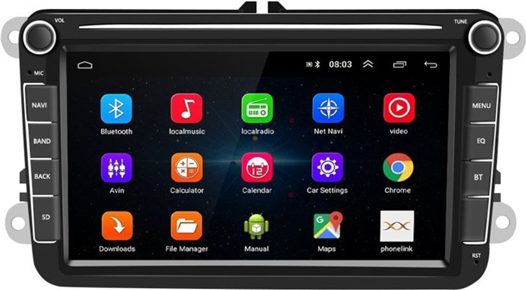 2 DIN Autorádio  8 palcové 1GB RAM 16 GB ROM pre VW, Škoda Obrázok produktu 
