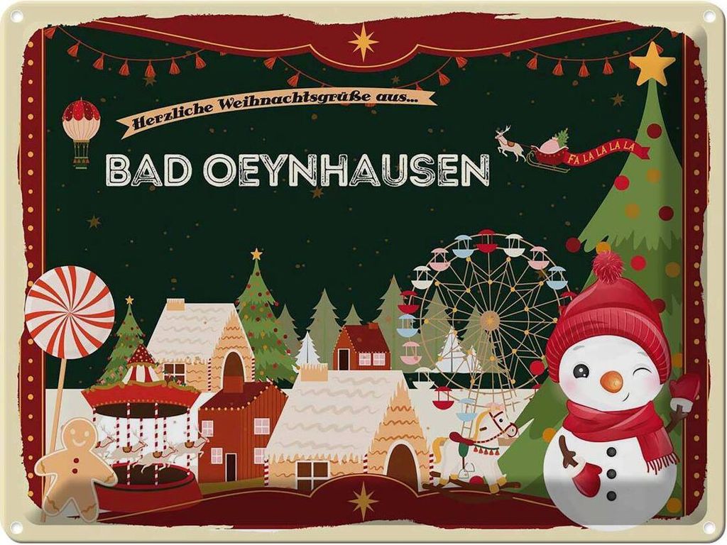 vianmo Blechschild 30x40 cm Weihnachtsgrüße aus Bad Oeynhausen Weihnachten