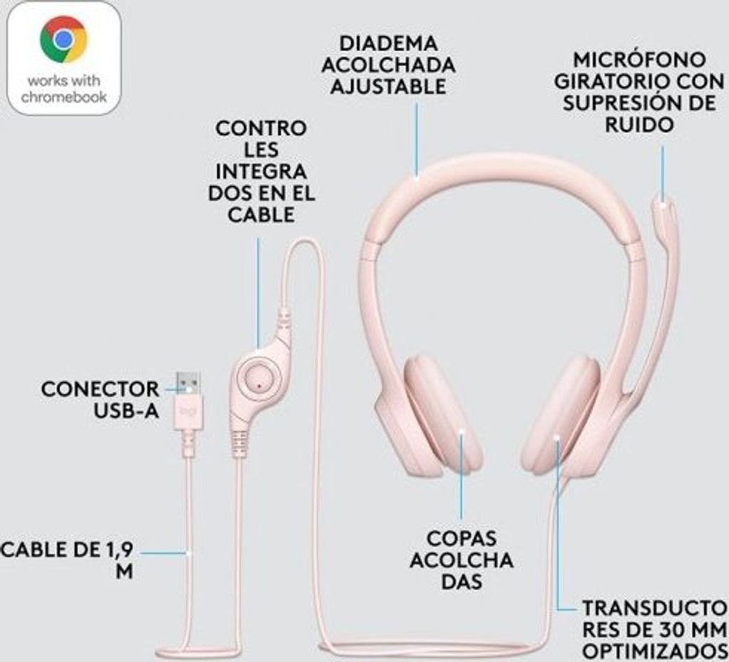 Logitech H390 USB-Headset rosa Produktbild 12