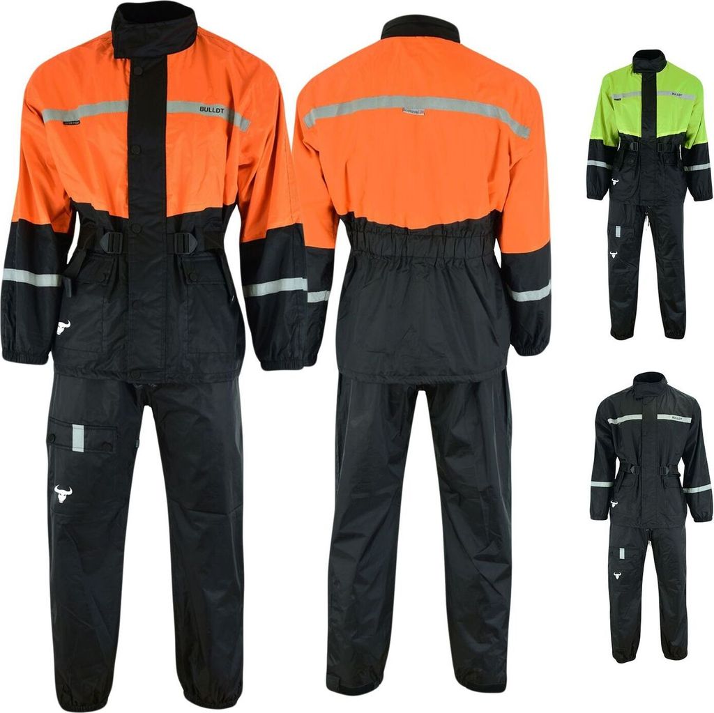 BULLDT Motorrad Regenkombi Regenjacke + Regenhose, Größe:50/M, Neon Farbe:Neon Orange