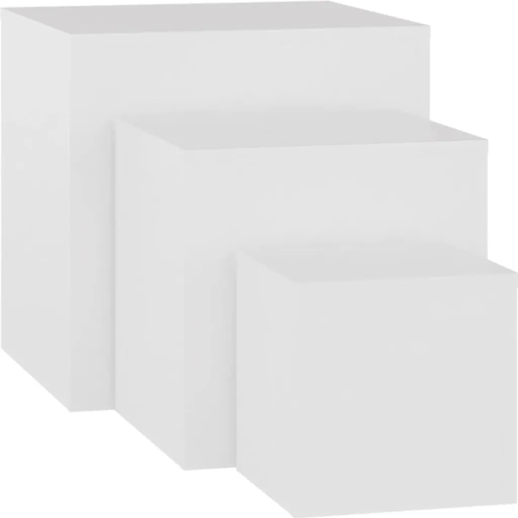 SYFAX™ Nesting Tables Bianco | Tavolini da Caffè 3pz Legno Moderno