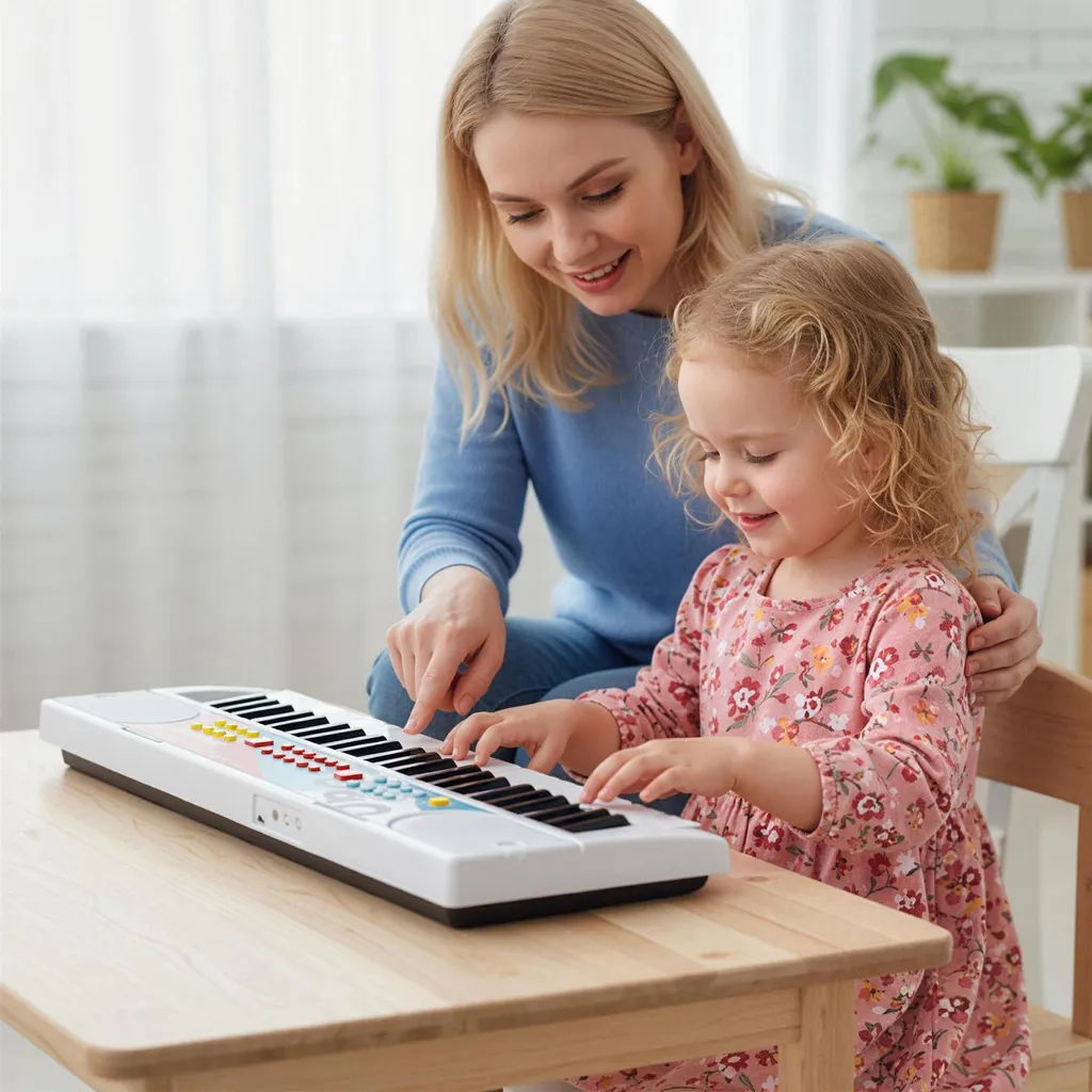 Clavier Électronique Portable pour Enfant 49 Touches et Microphone