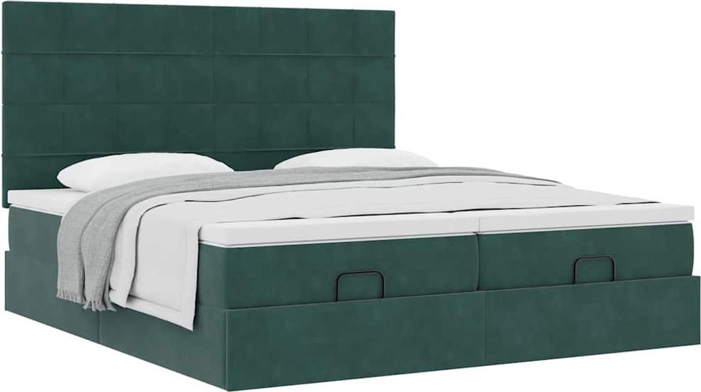 CLORIS Ottoman-Bett mit Matratzen Dunkelgrün 160x200 cm Samt - Klassische Betten 3313769