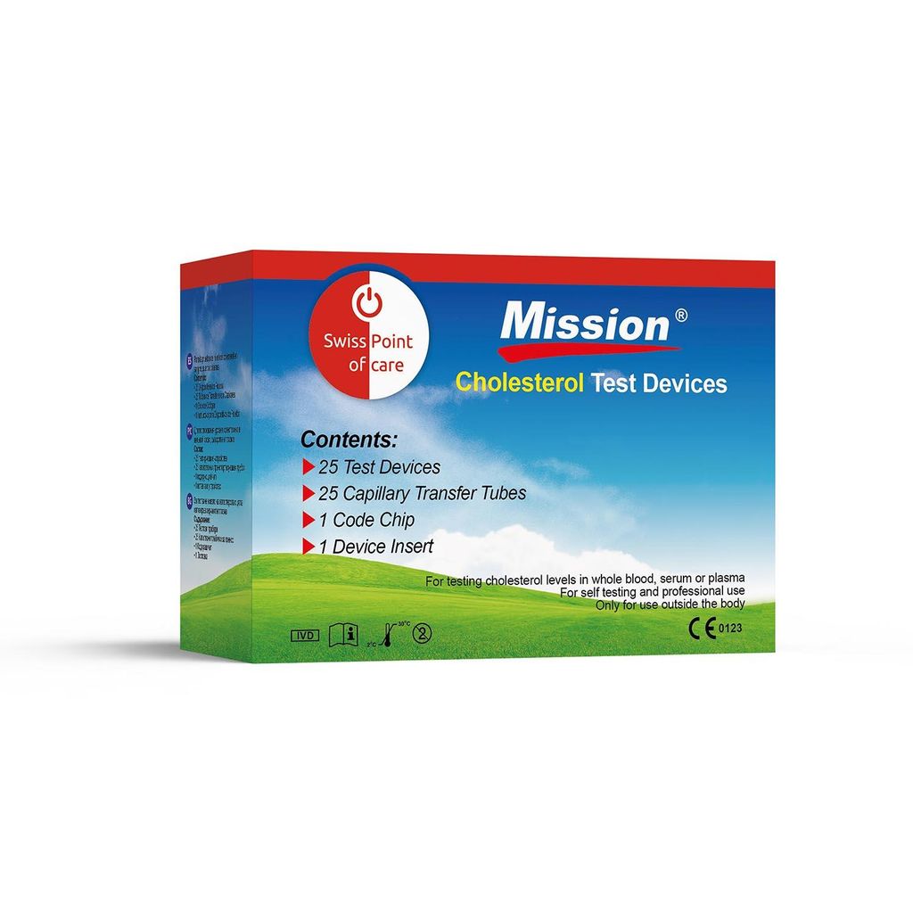 Mission 3-in-1 Cholesterin-Teststreifen – 25 Stück – Für Produktbild 