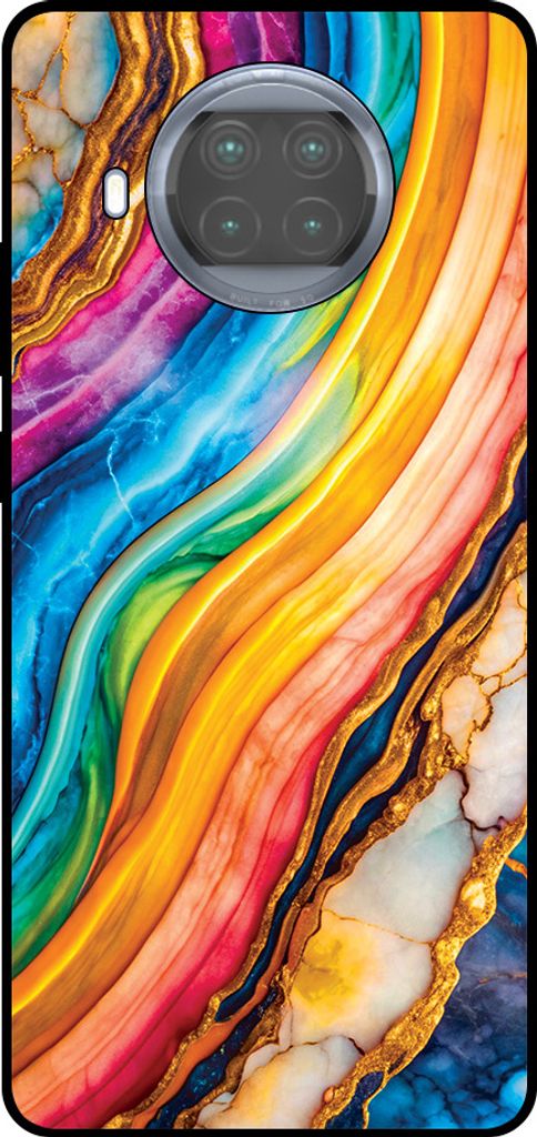 Smartphonica Telefon Fall geeignet für Xiaomi Mi 10T Lite mit Regenbogen Gold Marmor Print - TPU Backcover Fall Regenbogen Gold Marmor Design