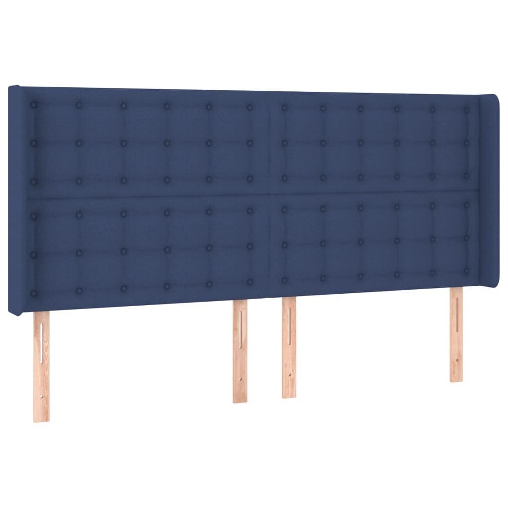 vidaXL Kopfteil mit Ohren Blau 163x16x118/128 cm Stoff