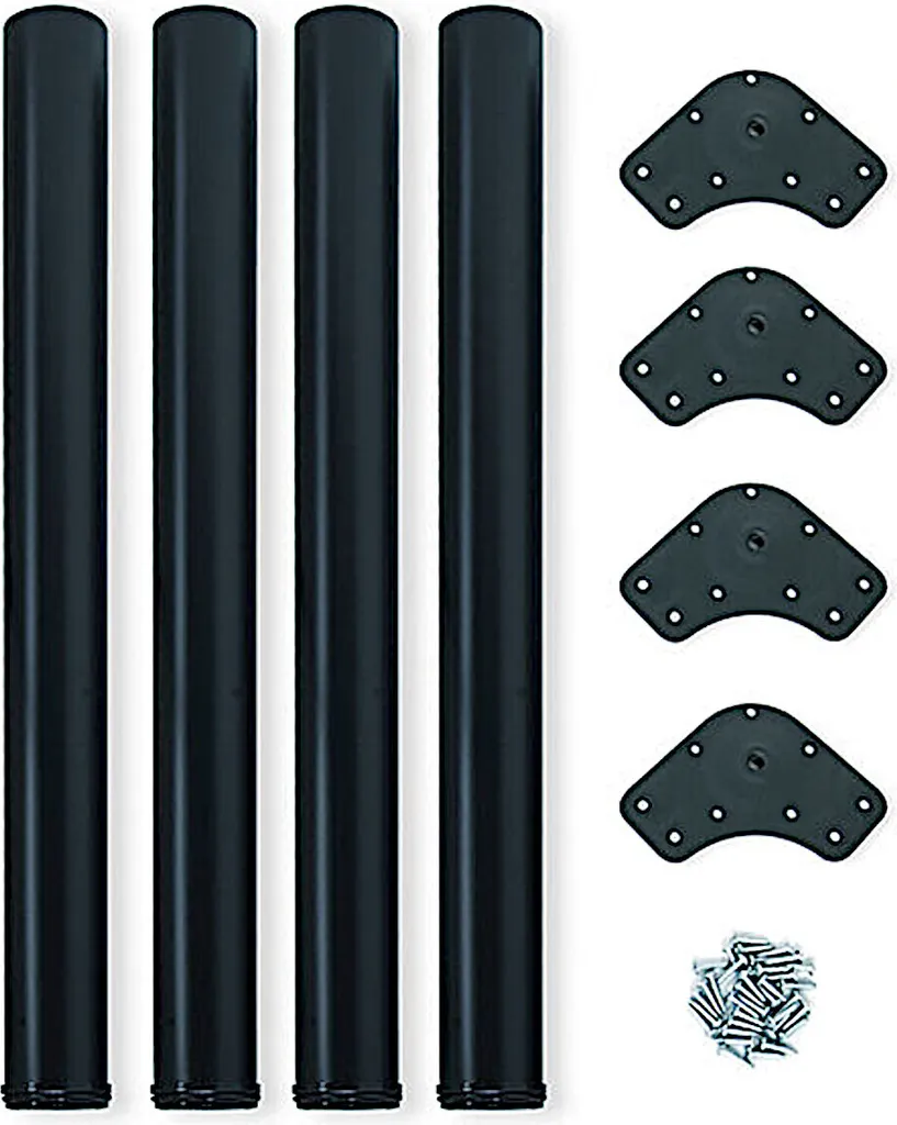Gambe Tavolo Emuca Nero Opaco 830mm | Kit 4 Piedi Acciaio Ø 60mm per Cucina