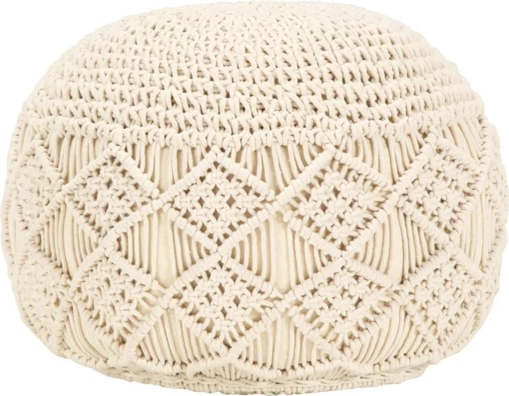 Pouf Macramè Boho 45x30 cm | Decorazione Casa Artigianale Trendy