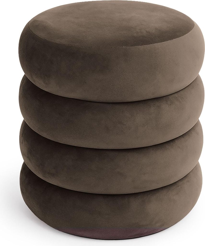 Pufa otwierana ze schowkiem welurowa 42 cm SNUGGO Brązowa Zdjęcie produktu 