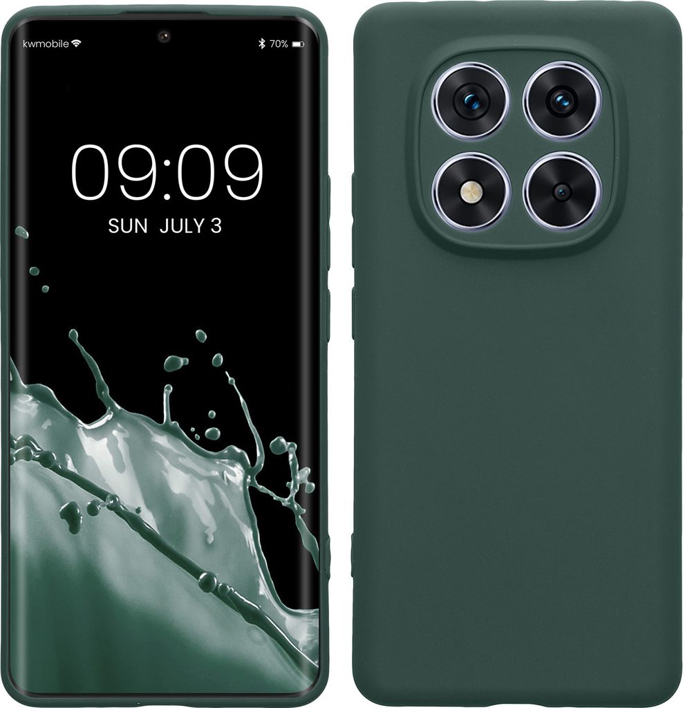 kwmobile Handyhülle kompatibel mit Xiaomi Redmi Note 14 Pro 5G / Poco X7 Hülle - Handy Case aus weichem Silikon in Moosgrün