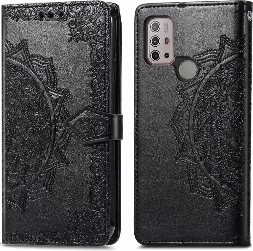 Custodia Motorola G30 / G20 / G10 imoshion Mandala Nero | Wallet Case