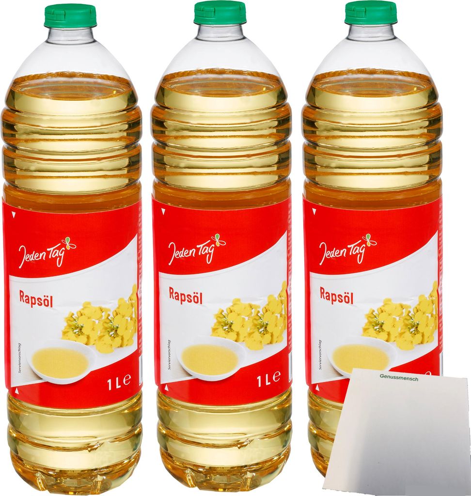 Three bottles of cooking oil on a white background.