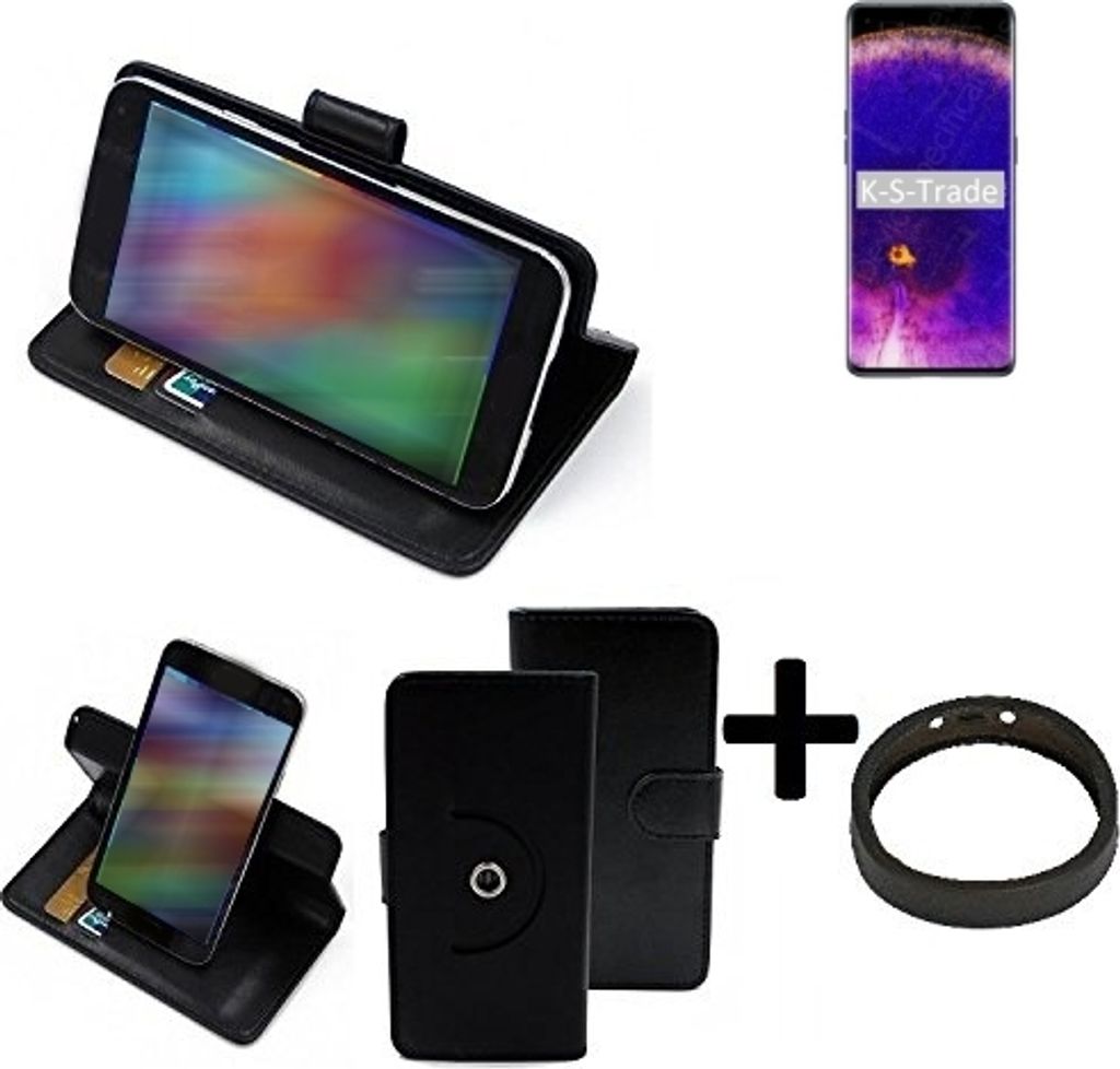 K-S-Trade Case Schutz Hülle kompatibel mit Oppo Find X5 + Bumper Handy Hülle Flipcase Smartphone Cover Handy Schutz Tasche Walletcase schwarz