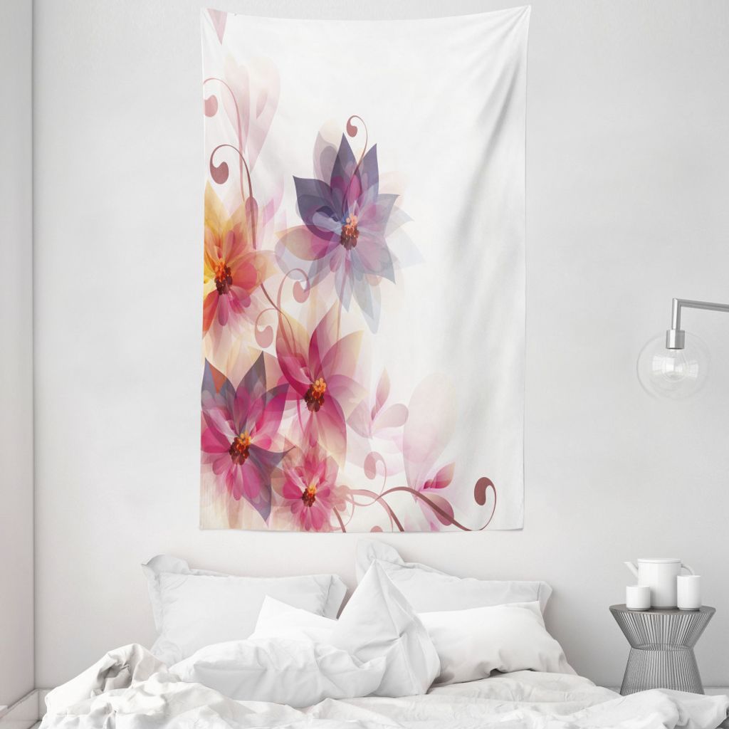 ABAKUHAUS Abstrakt Wandteppich und Tagesdecke, Blumen Burt und Blatt aus Weiches Mikrofaser Stoff Waschbar ohne Verblassen Digitaldruck, 140 x 230 ...